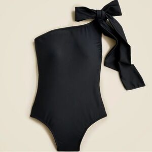 J. Crew Black Bow Tie One-Shoulder One Piece